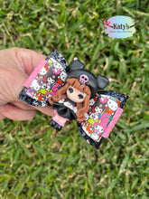 Load image into Gallery viewer, Skull Kitty Girl mini clay bow
