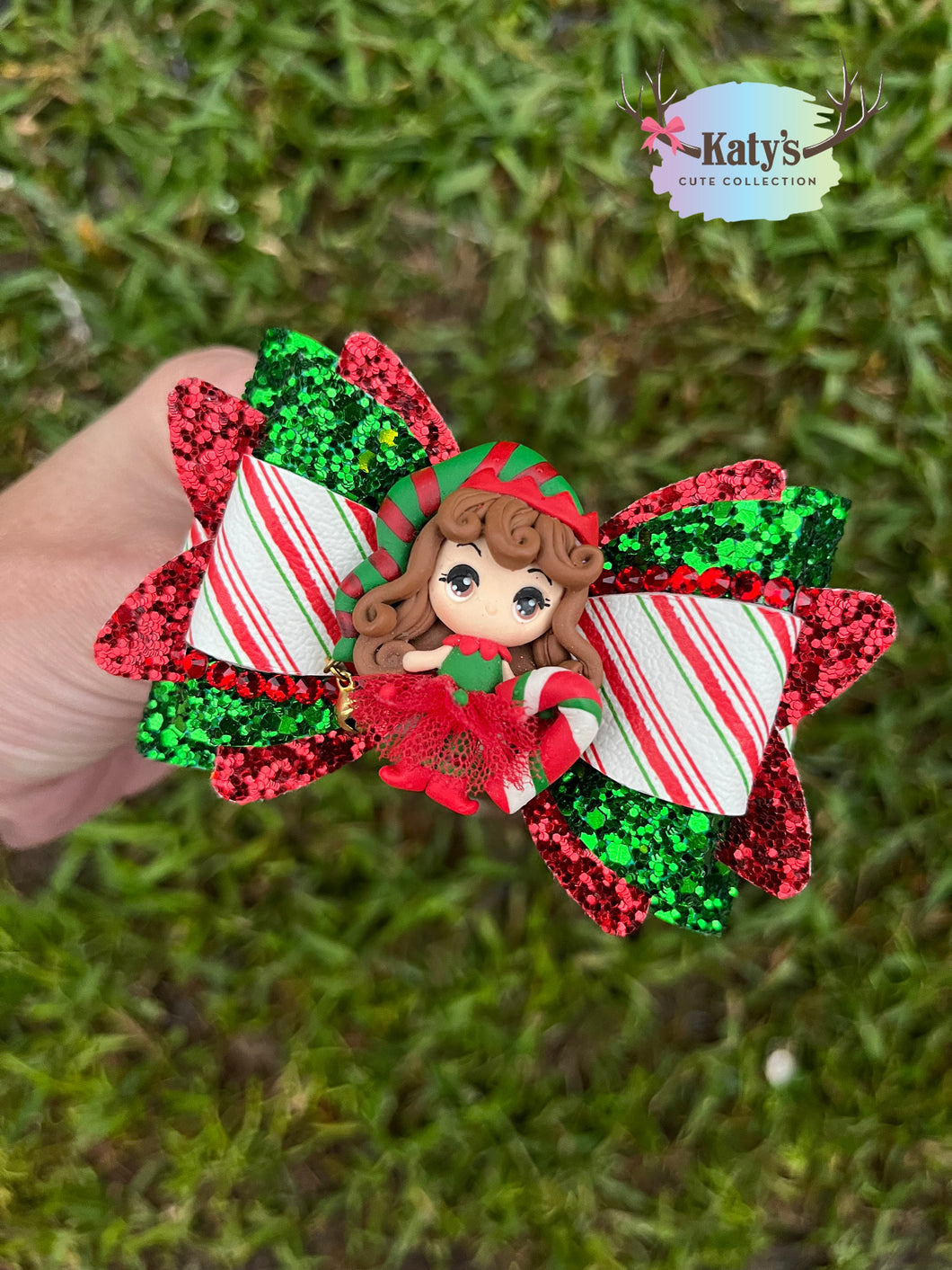 Jingle Bell Girl clay bow