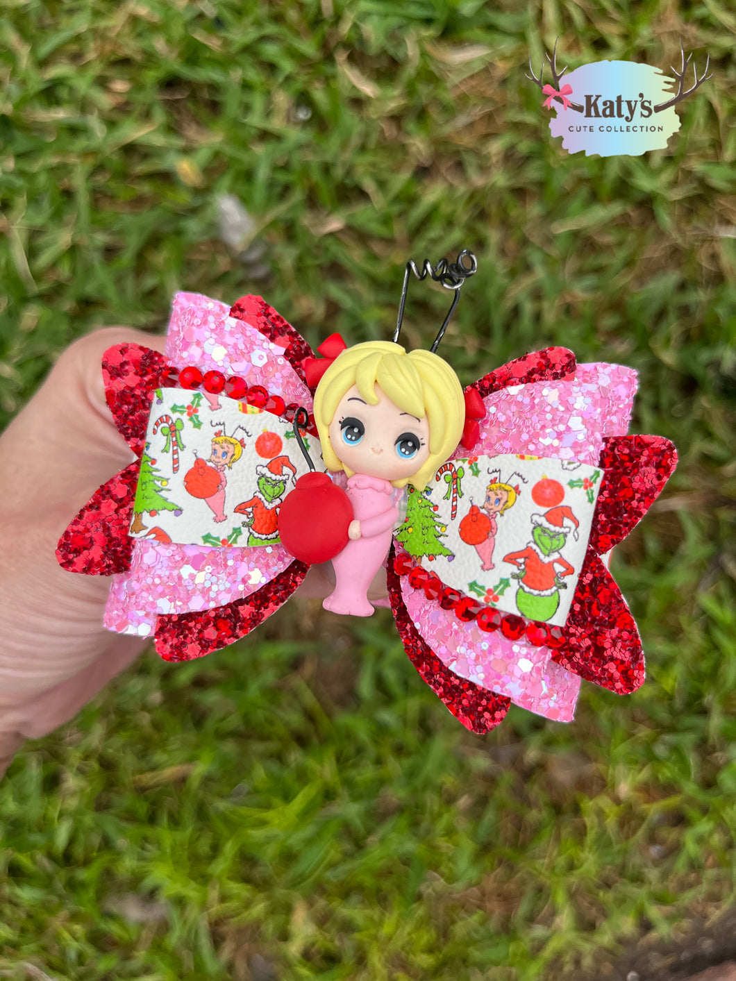 Christmas Girl clay bow