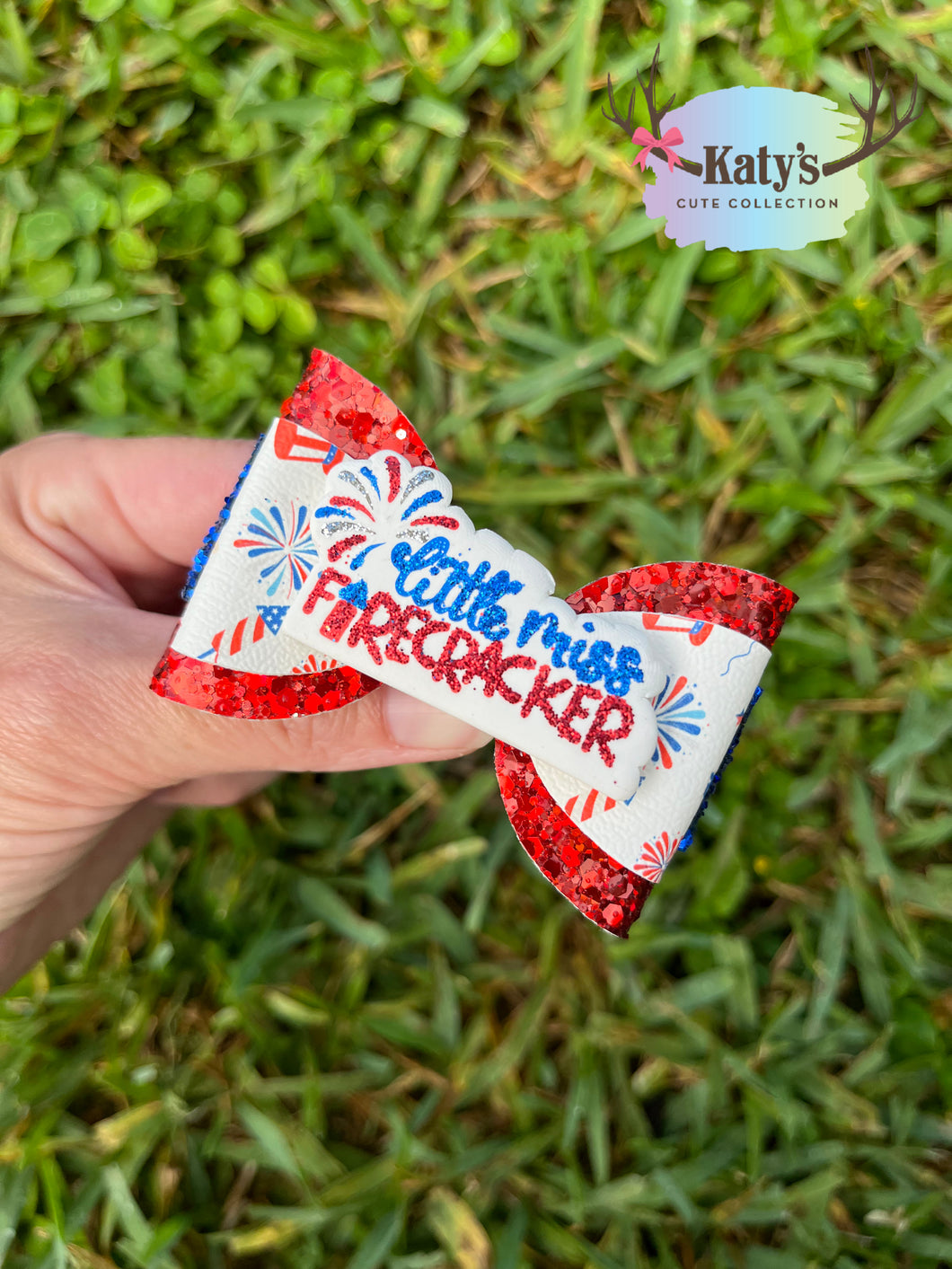 Little Miss Firecracker mini clay bow