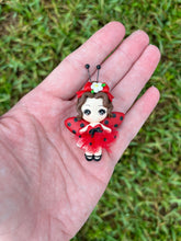 Load image into Gallery viewer, Ladybug Girl mini clay bow
