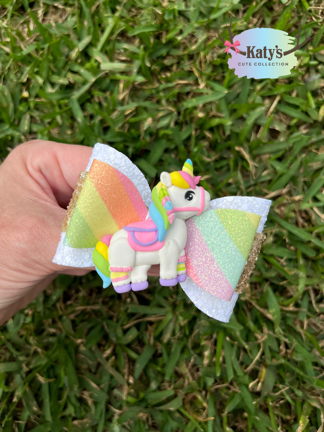Easter Unicorn mini clay bow