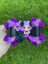 Load image into Gallery viewer, Black Purple Mermaid clay bow
