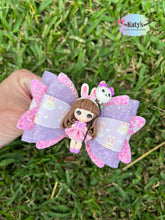 Load image into Gallery viewer, Bunny Balloon Girl clay bow
