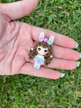Load image into Gallery viewer, Aqua Bunny Ears Girl clay bow
