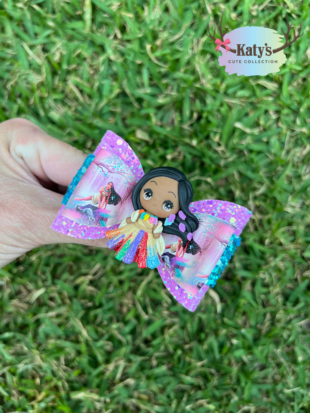 Colorful Native American Princess mini clay bow