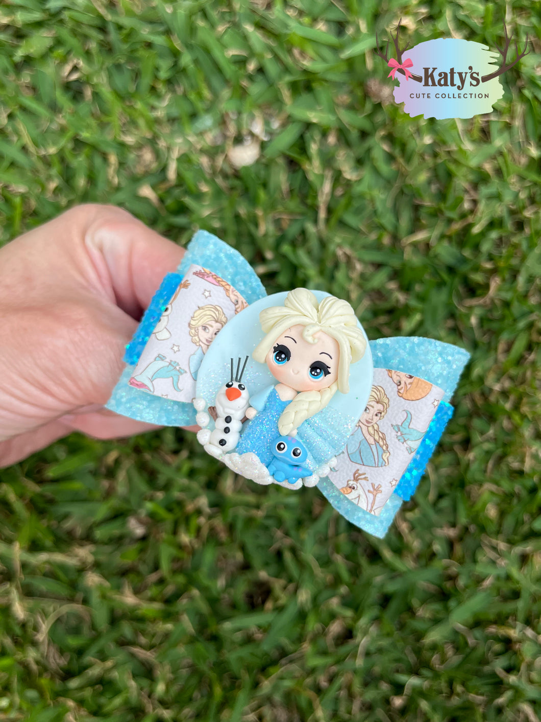 Ice Princess mini clay bow