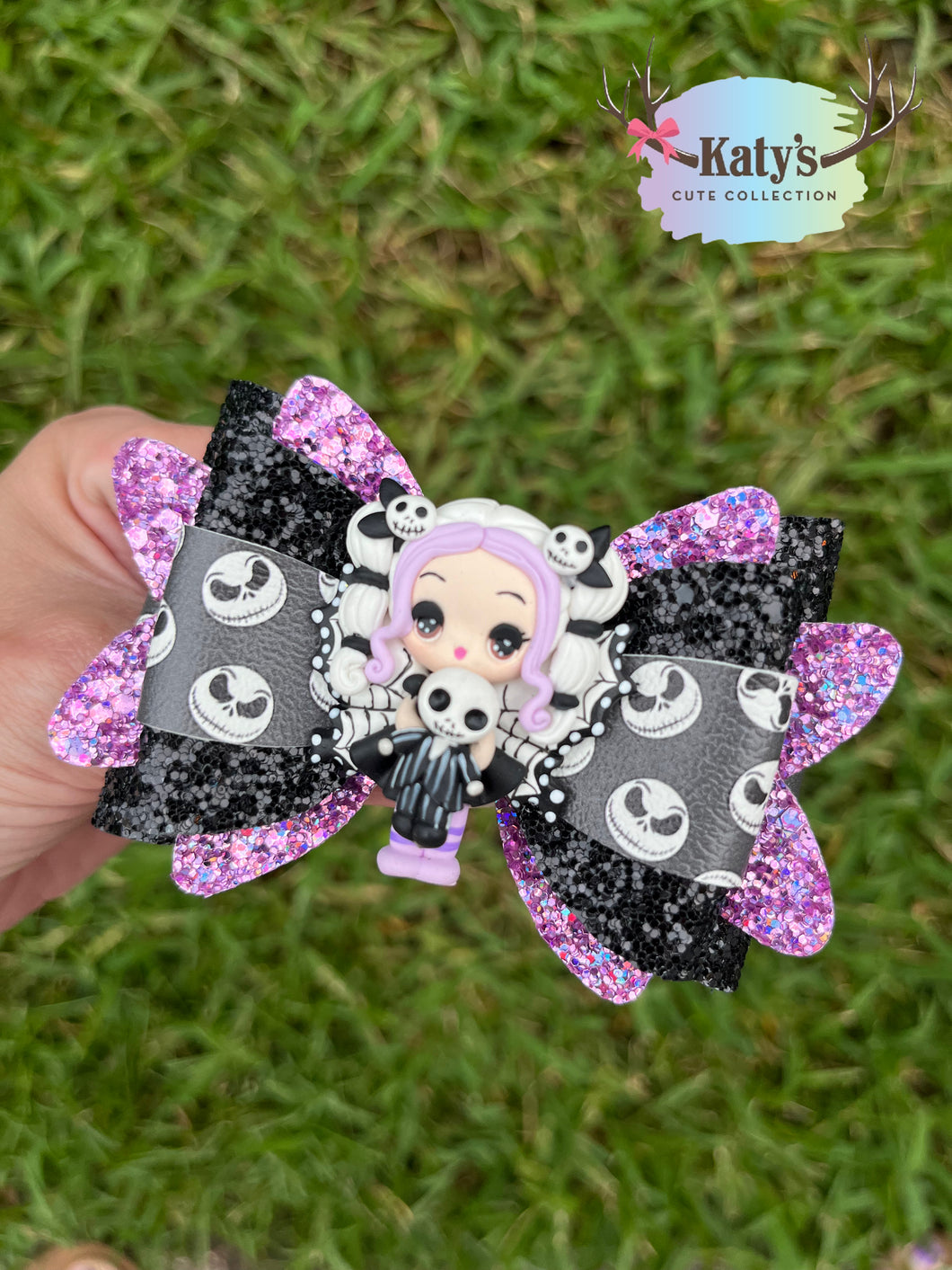 Tuxedo Skeleton Fairy clay bow