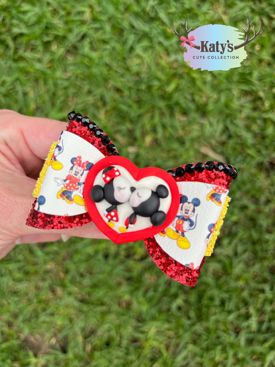 Mouse Couple mini clay bow