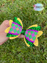 Load image into Gallery viewer, Mardi Gras clay bow
