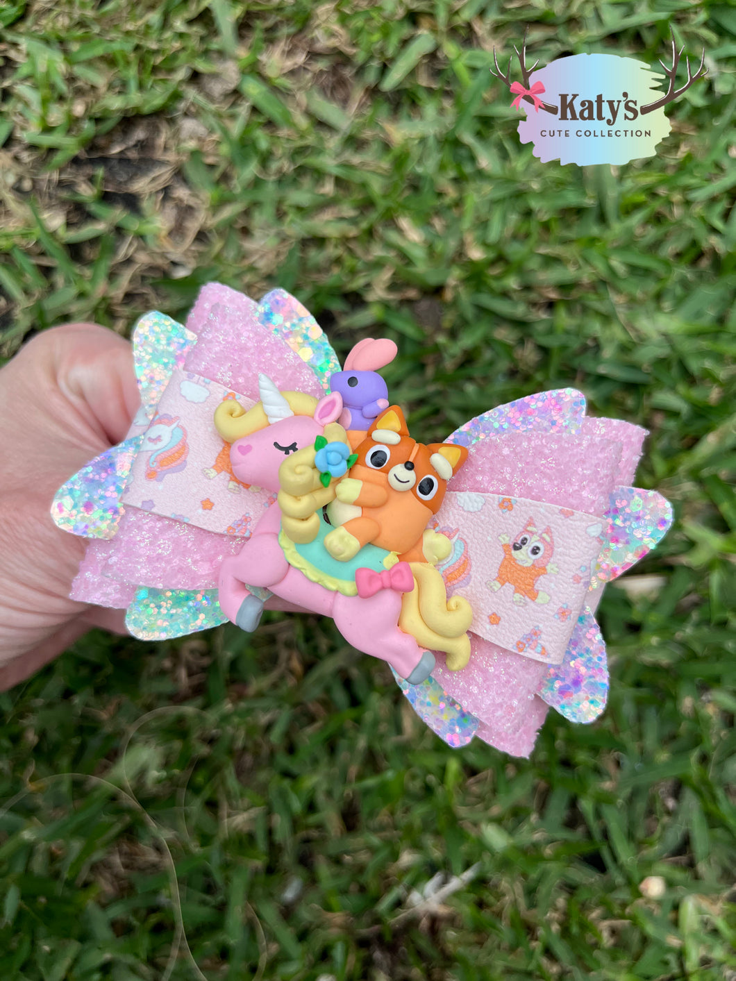 Orange Dog on Unicorn clay bow