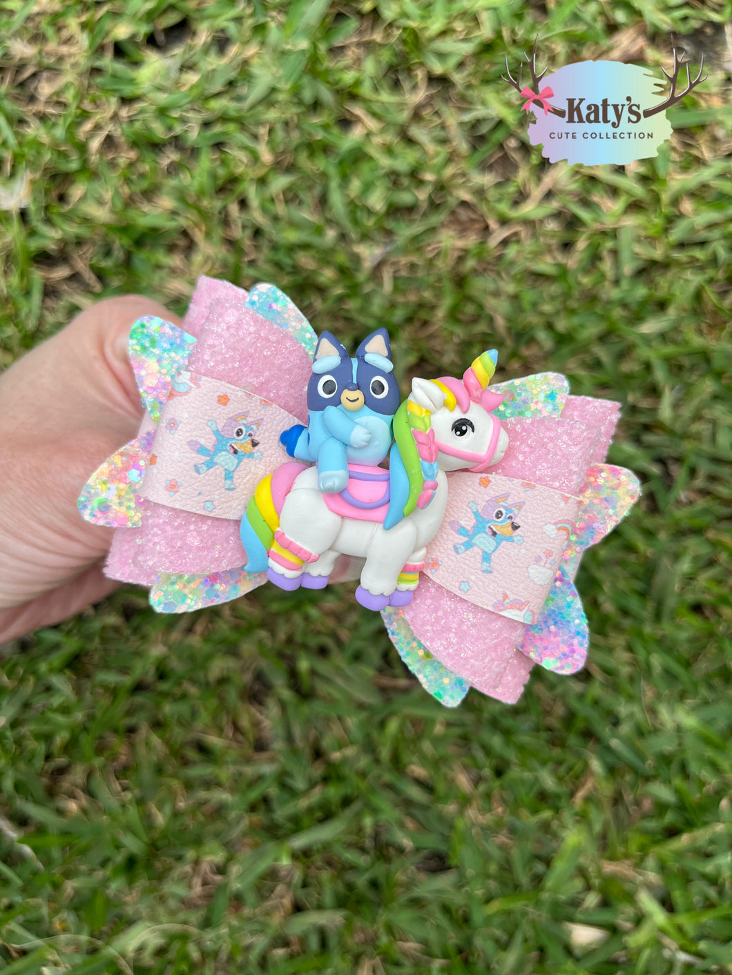 Blue Dog on Unicorn clay bow
