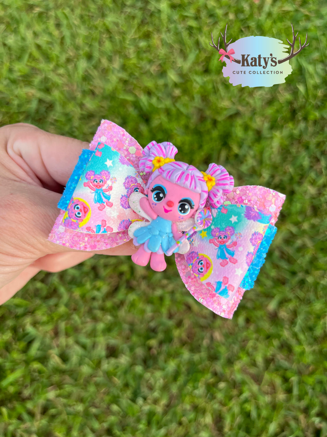 Pink Fairy Doll mini clay bow