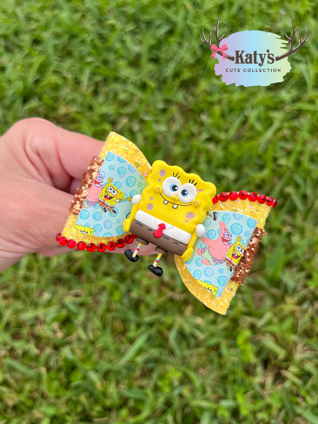 Yellow Square Guy mini clay bow