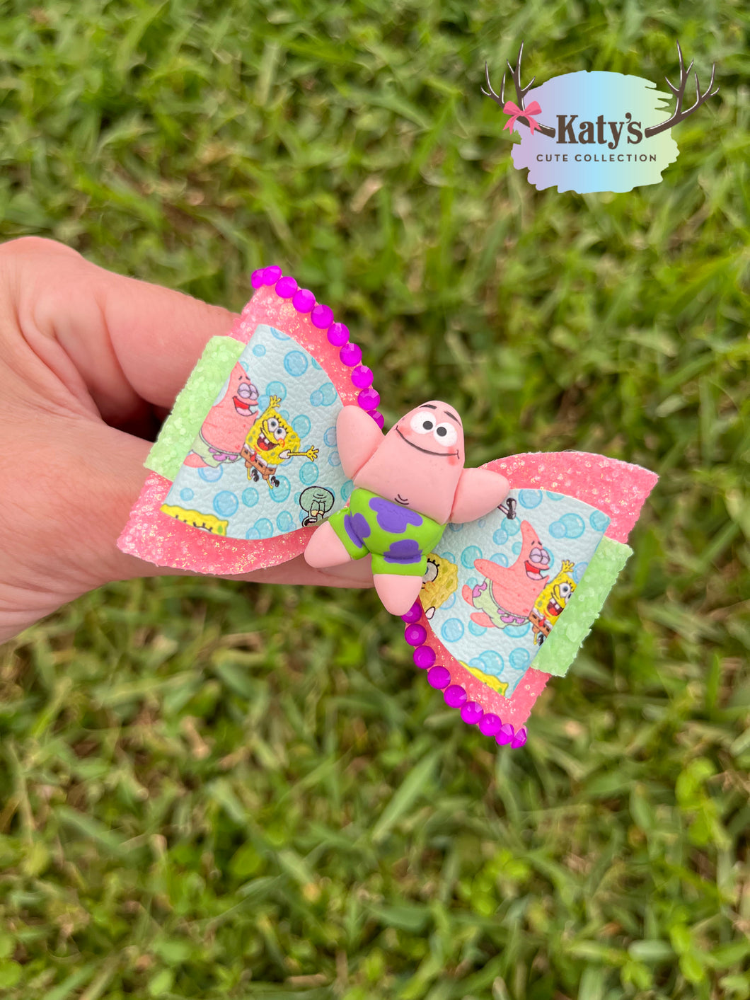 Pink Starfish Guy mini clay bow
