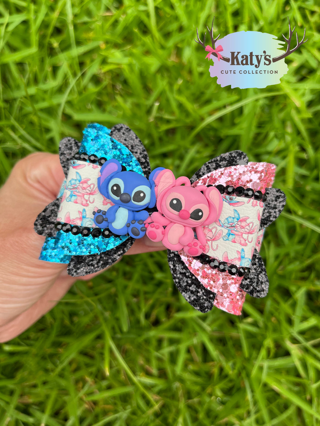 Blue & Pink Koala clay bow