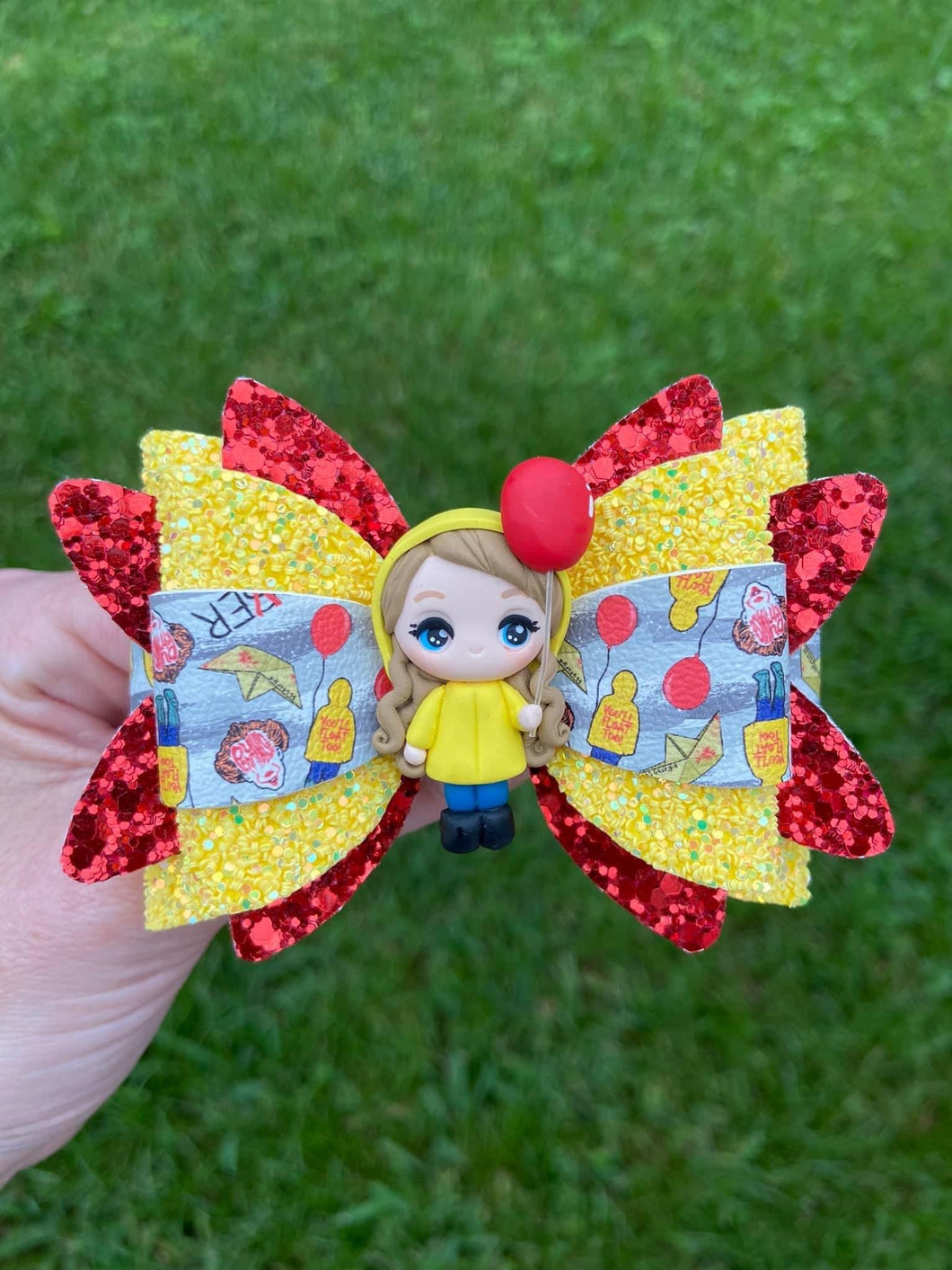 Red Balloon Girl clay bow