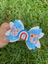 Load image into Gallery viewer, Patriotic Rainbow clay bow
