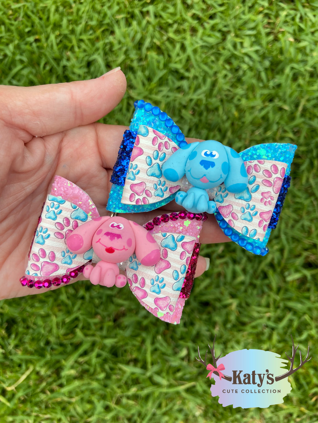 Blue & Pink Dogs clay piggies