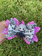 Load image into Gallery viewer, Tuxedo Skeleton Girl clay bow
