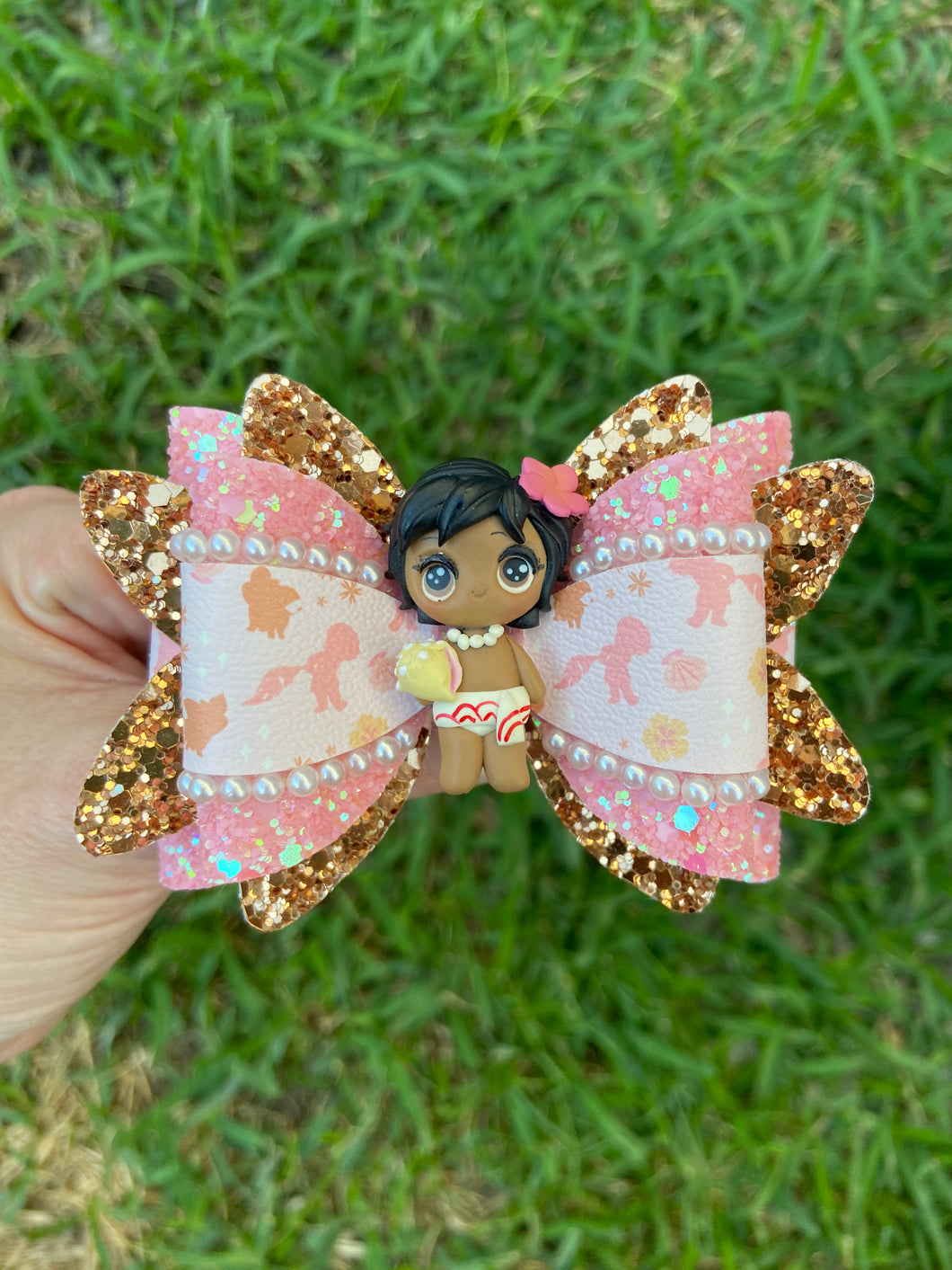 Toddler Ocean Princess clay bow
