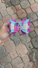 Load and play video in Gallery viewer, Aqua Mermaid clay bow &amp; snap clip set
