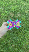 Load and play video in Gallery viewer, Teal Purple Butterfly Girl clay bow

