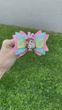 Load and play video in Gallery viewer, Pink Aqua Bunny Girl clay bow

