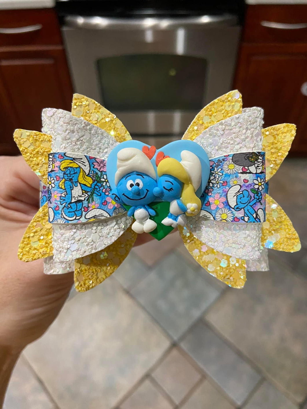 Blue Couple clay bow