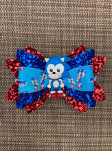 Load image into Gallery viewer, Blue Hedgehog clay bow
