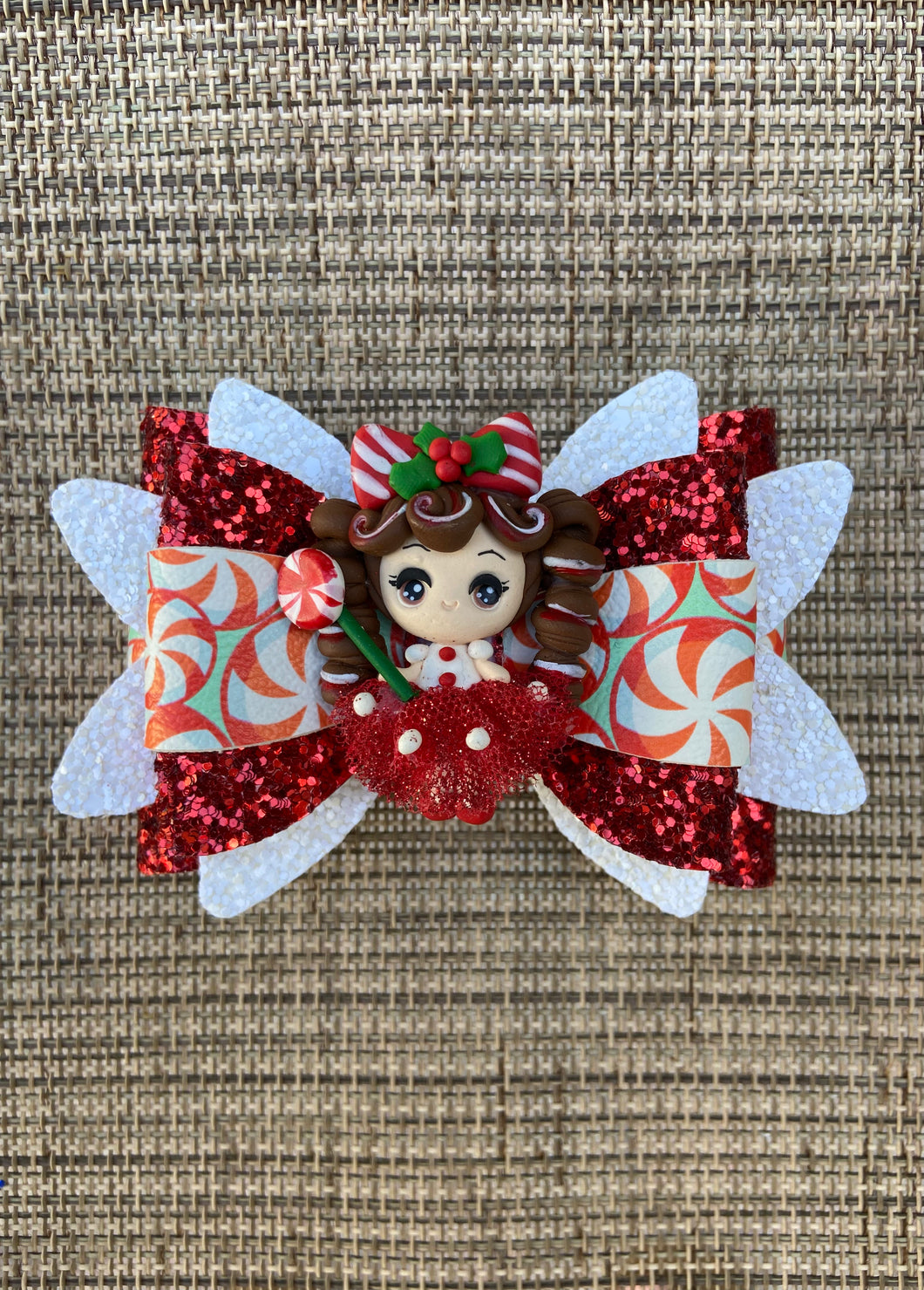 Peppermint Girl clay bow