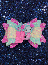 Load image into Gallery viewer, Aqua Mermaid clay bow &amp; snap clip set
