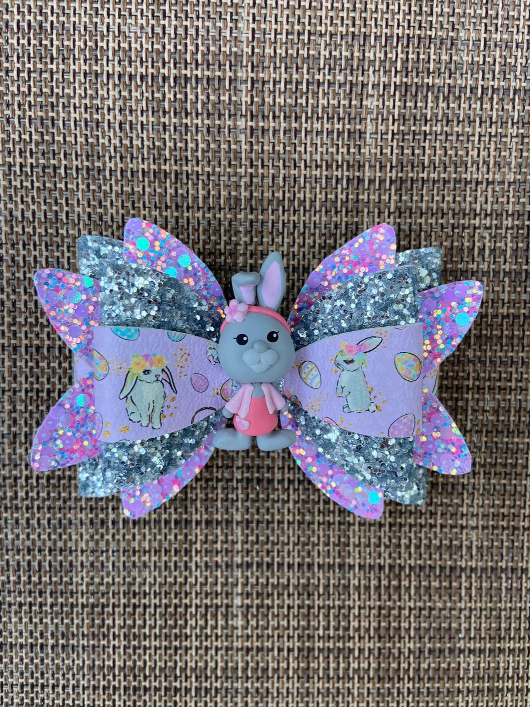 Purple Bunny clay bow