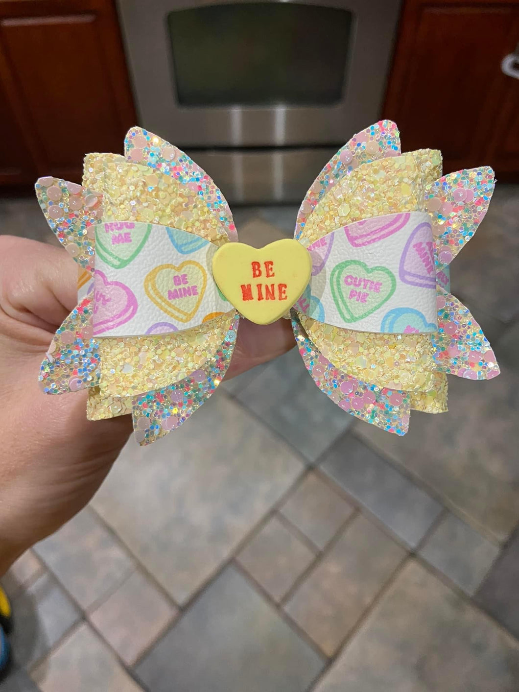 Yellow Sweethearts clay bow